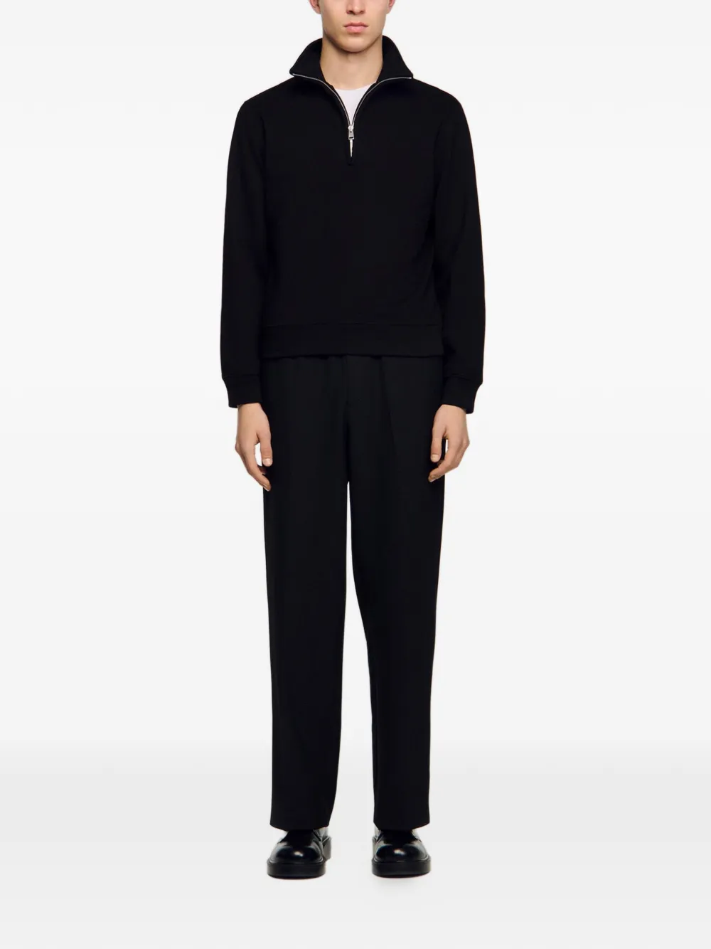  Sandro Sudadera De Algodón Con Cremallera - Negro 