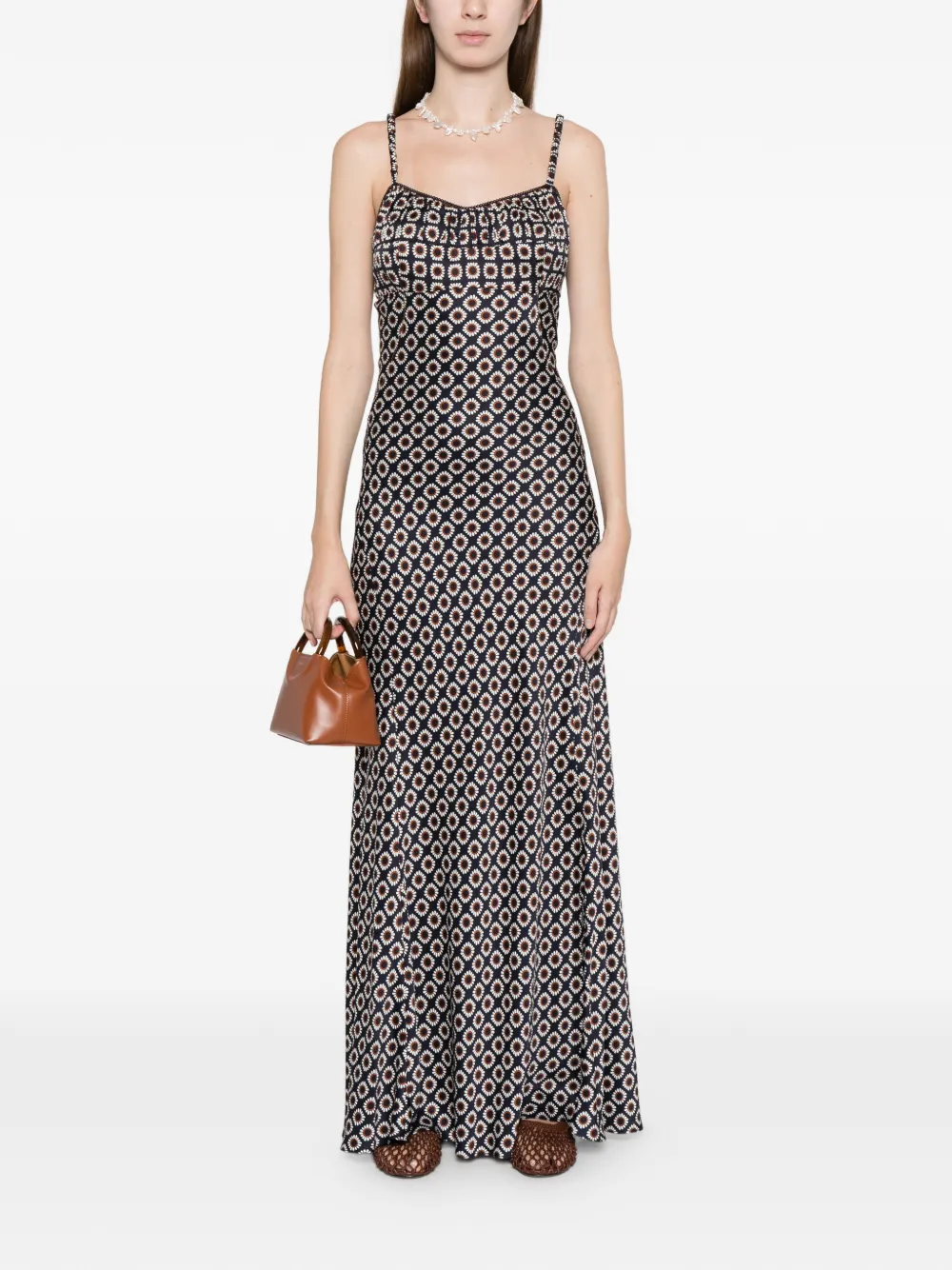 SANDRO Maxi-jurk met veters en print - Blauw