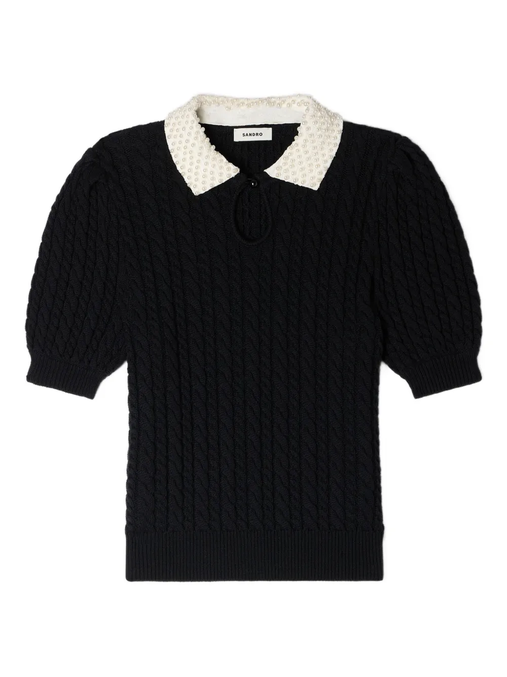 SANDRO collar-detail polo top - Nero