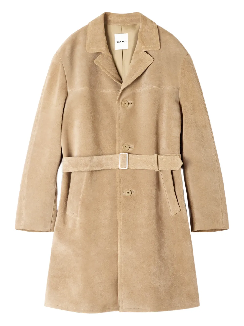 SANDRO belted leather coat - Neutrals