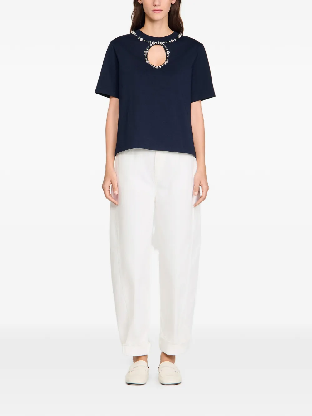 SANDRO strass openwork T-shirt | T-Shirts & Jersey Shirts | Image 2