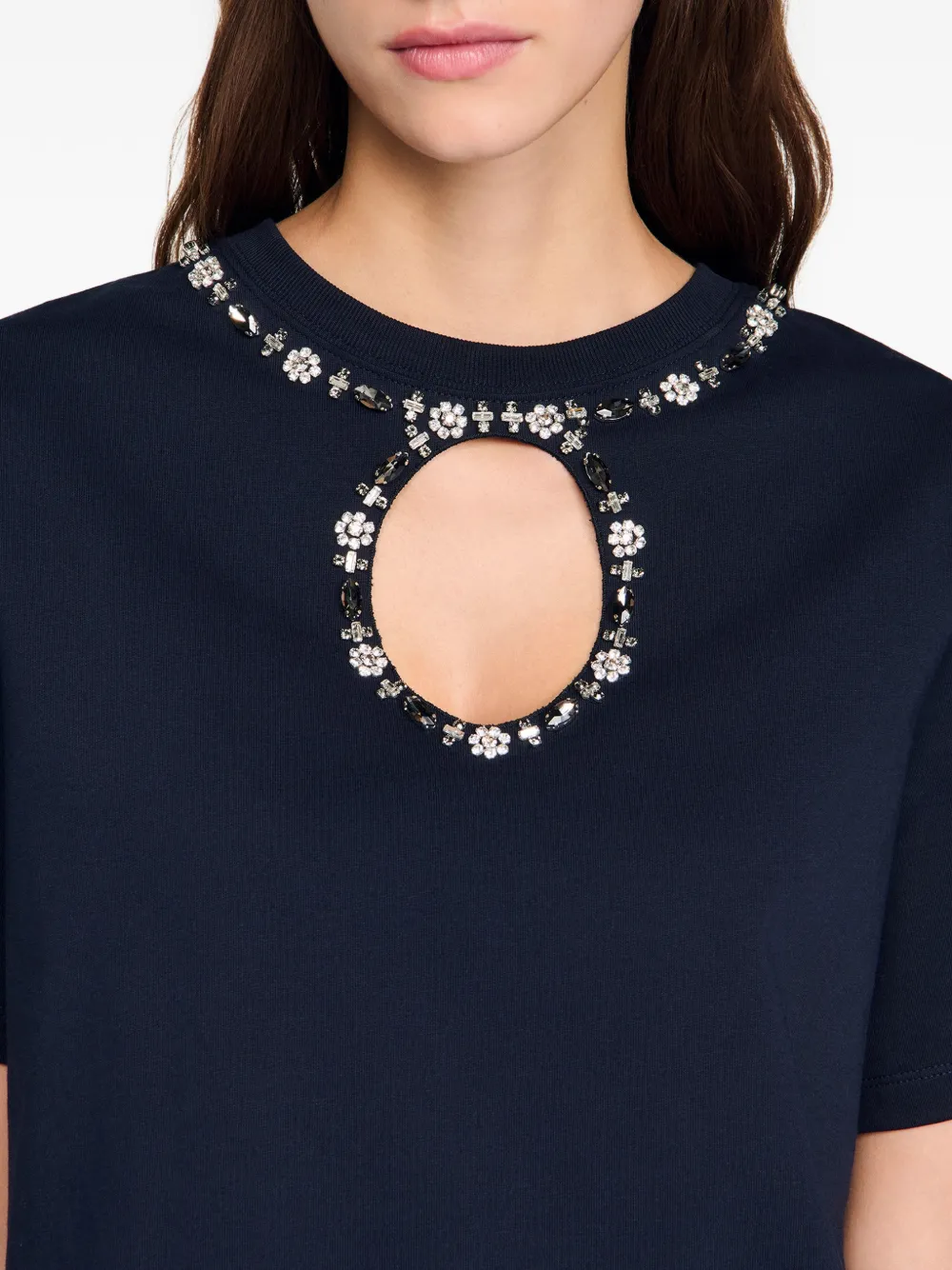 Strass Openwork T-Shirt