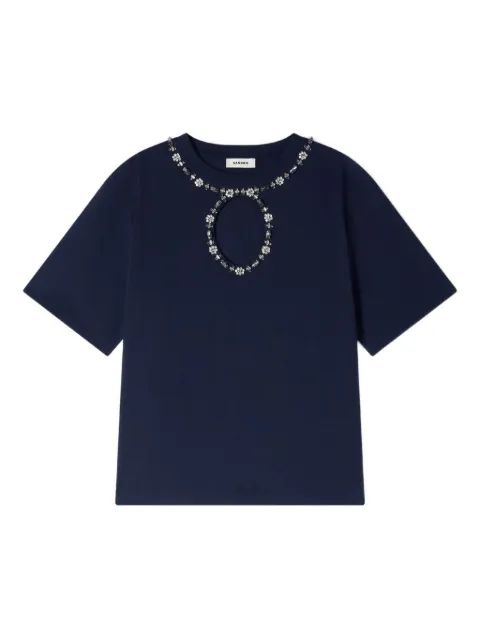 SANDRO strass openwork T-shirt