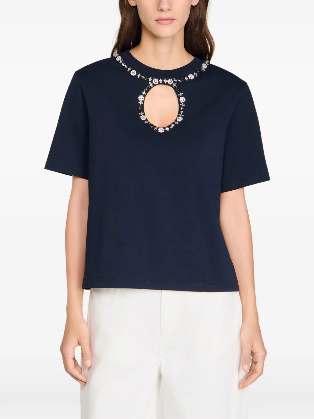 Strass Openwork T-Shirt
