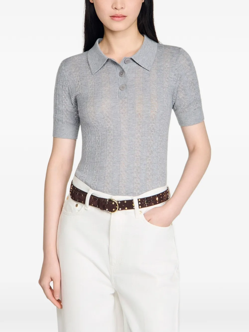 SANDRO Polo a maniche corte - Grigio