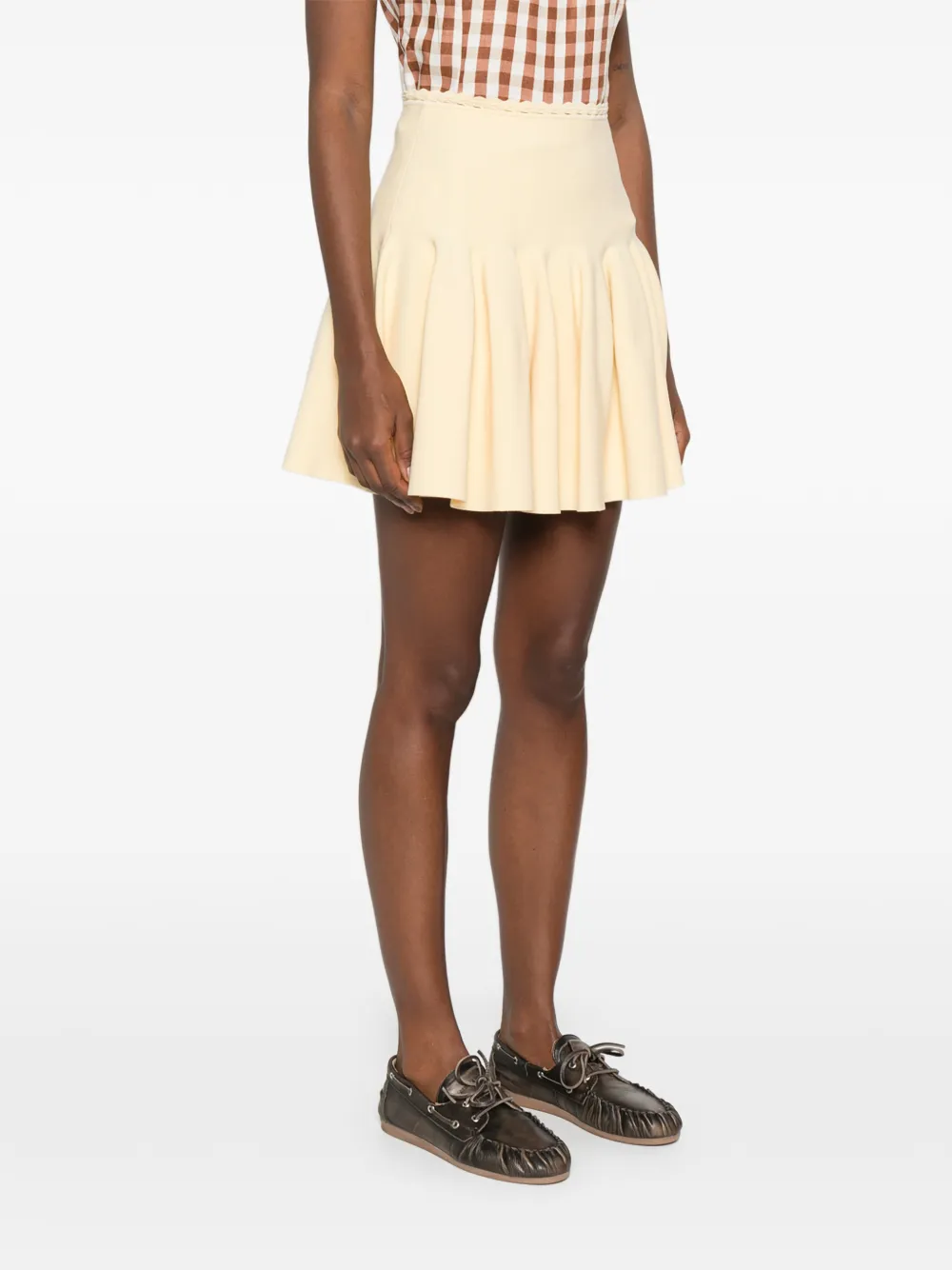  Sandro Pleated Knitted Mini Skirt - Yellow 