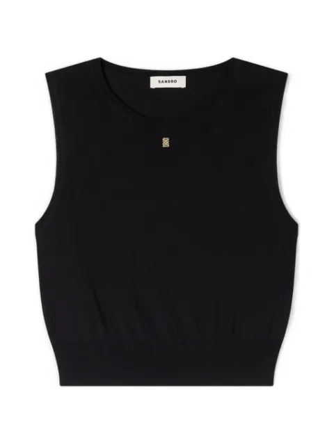 SANDRO sleeveless short knit sweater