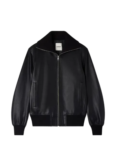 SANDRO zip-up leather jacket