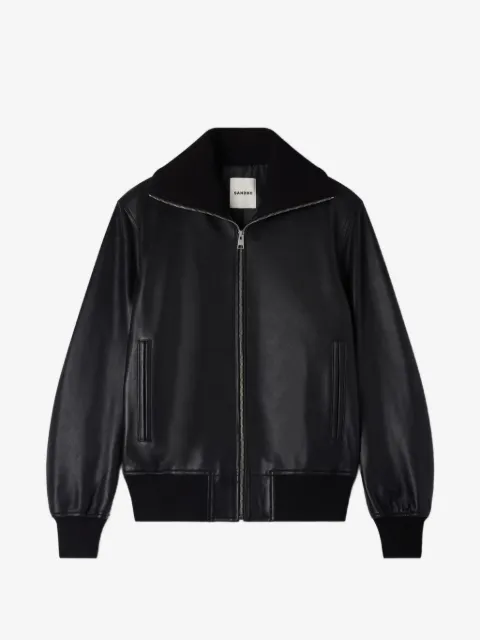 SANDRO zip-up leather jacket