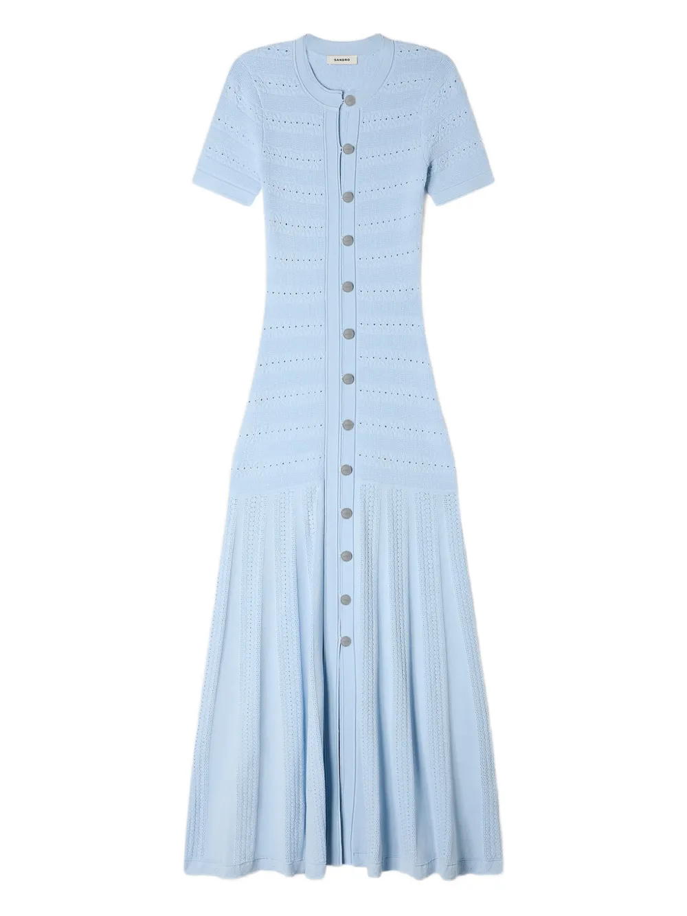 SANDRO Abito midi in maglia con bottoni - Blu