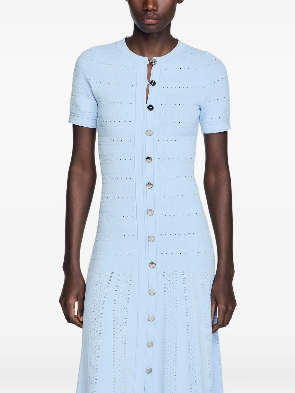 Buttoned Knitted Midi Dress
