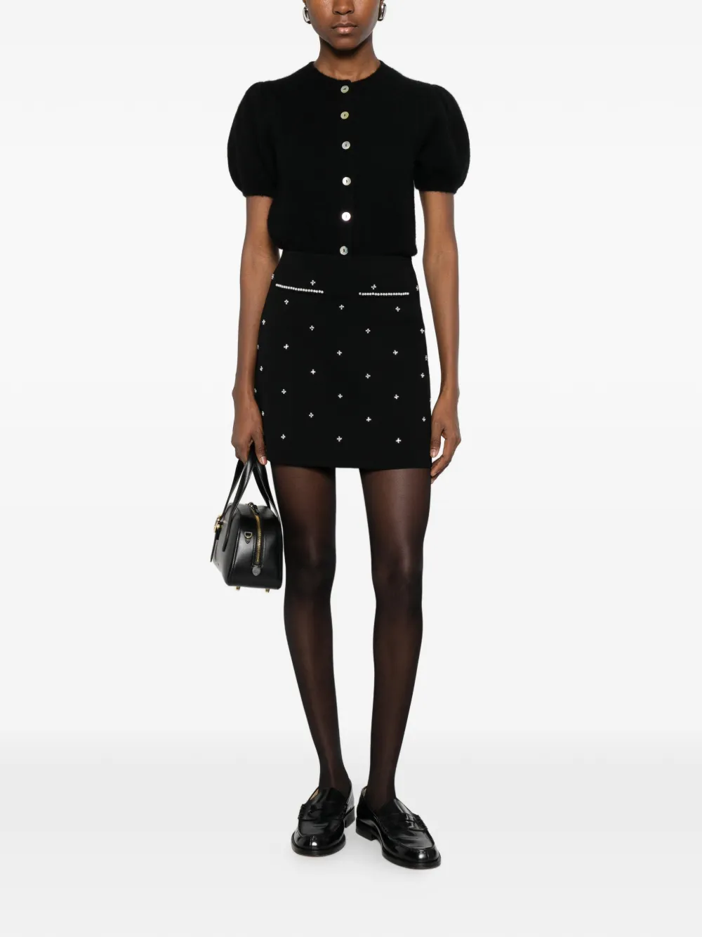 SANDRO Mini-rok verfraaid met stras - Zwart