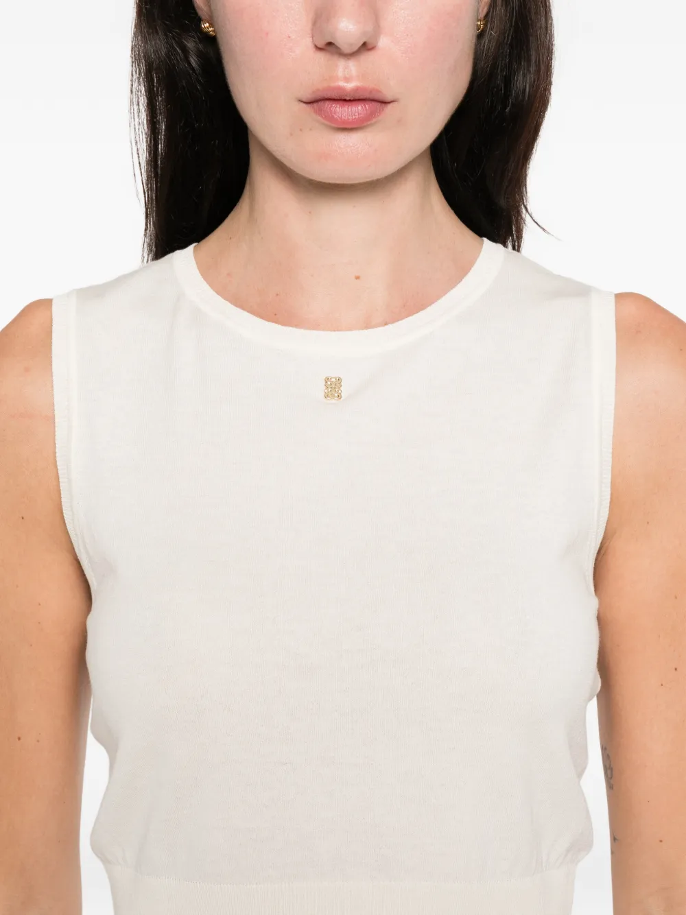Round-Neck Logo-Plaque Tank Top