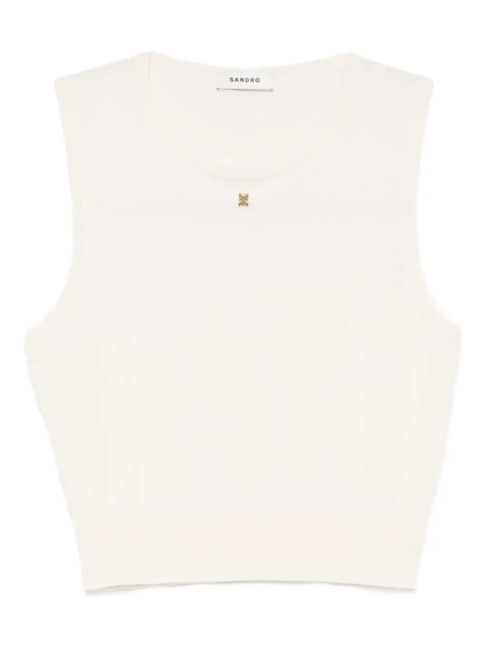 Sandro Round-neck Logo-plaque Tank Top In Neutral