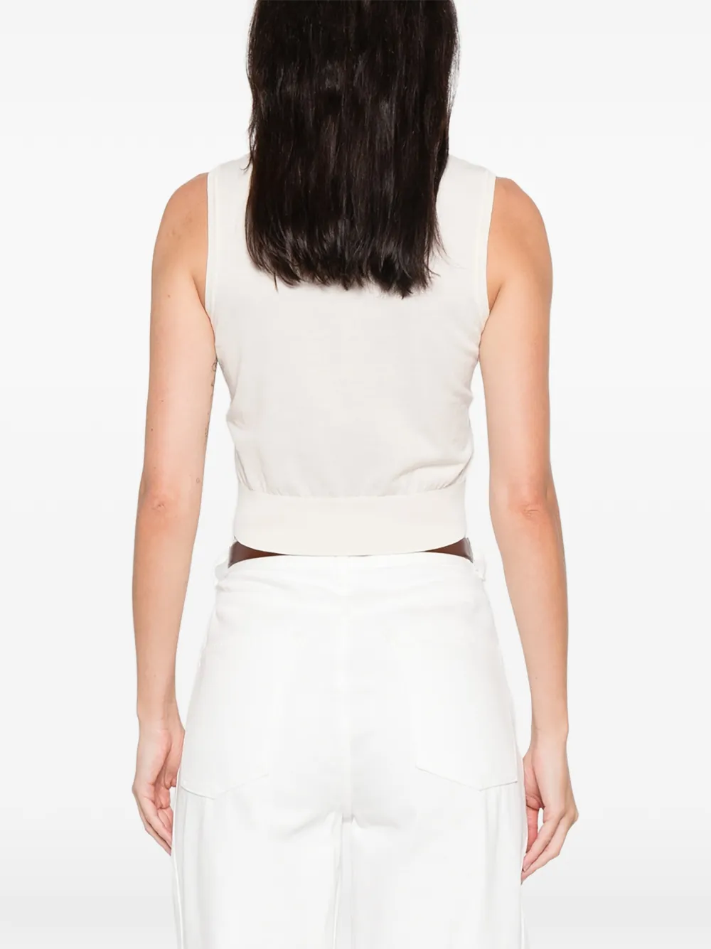 Round-Neck Logo-Plaque Tank Top