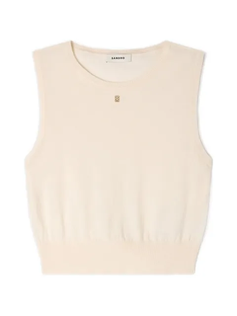 SANDRO round-neck logo-plaque tank top