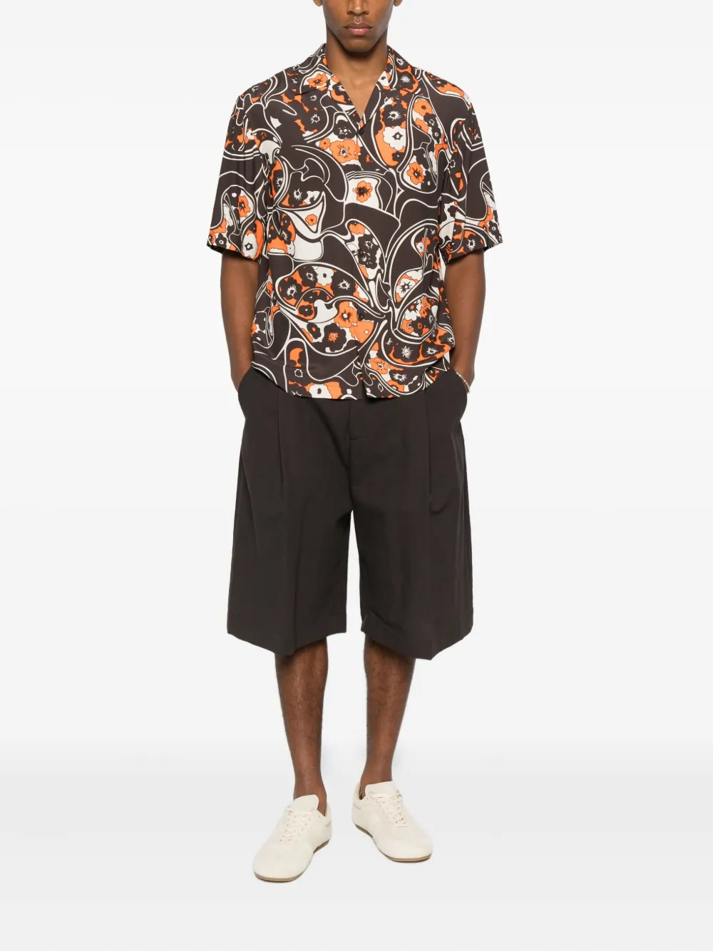 SANDRO Overhemd met bloemen patroon - Bruin