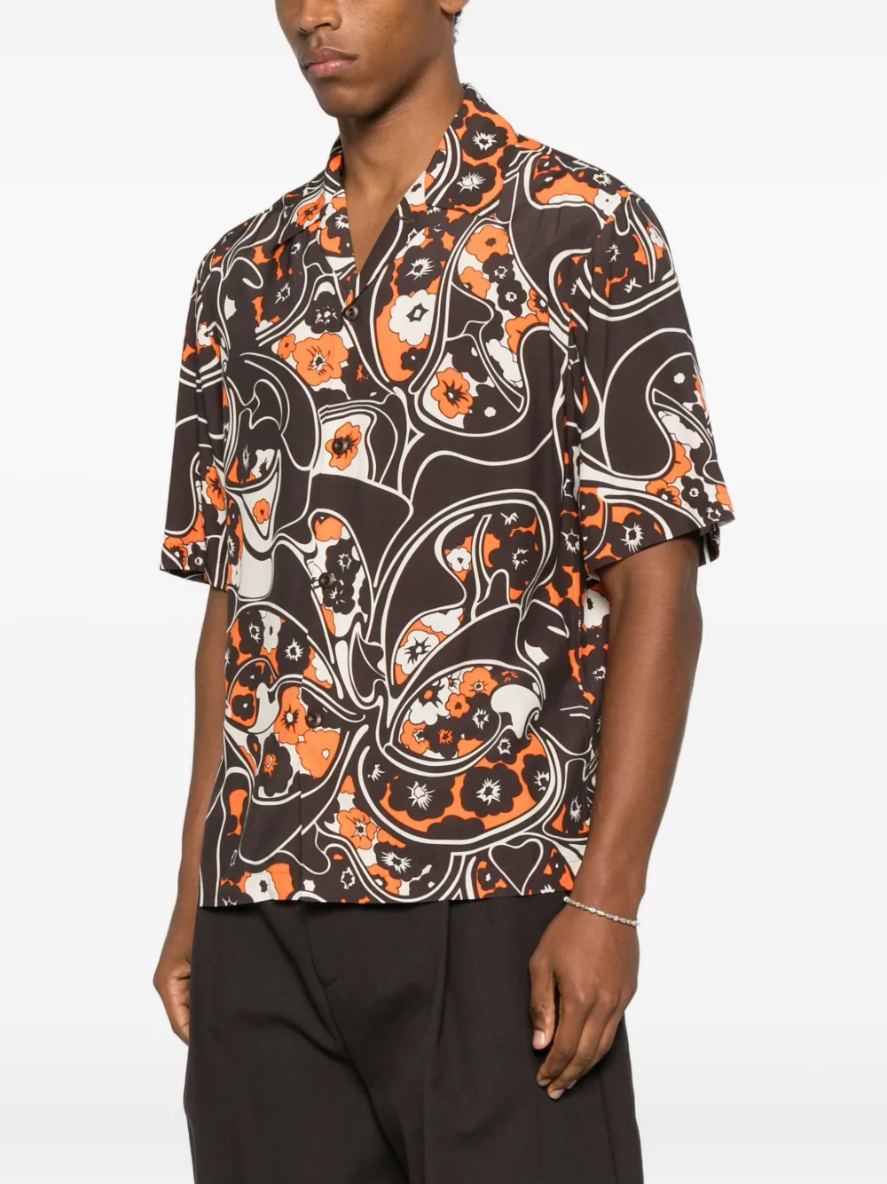  Sandro Floral-pattern Short-sleeve Shirt - Brown 