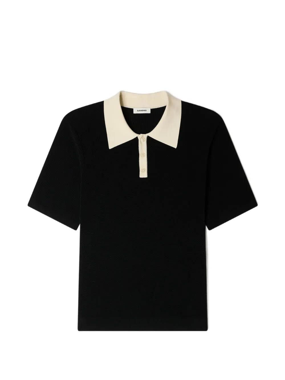 SANDRO collared short-sleeve polo shirt – Black