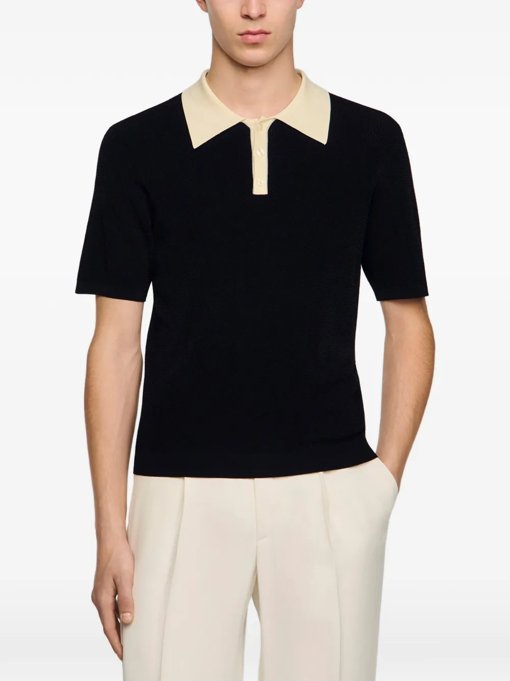 SANDRO Poloshirt met korte mouwen en kraag Zwart