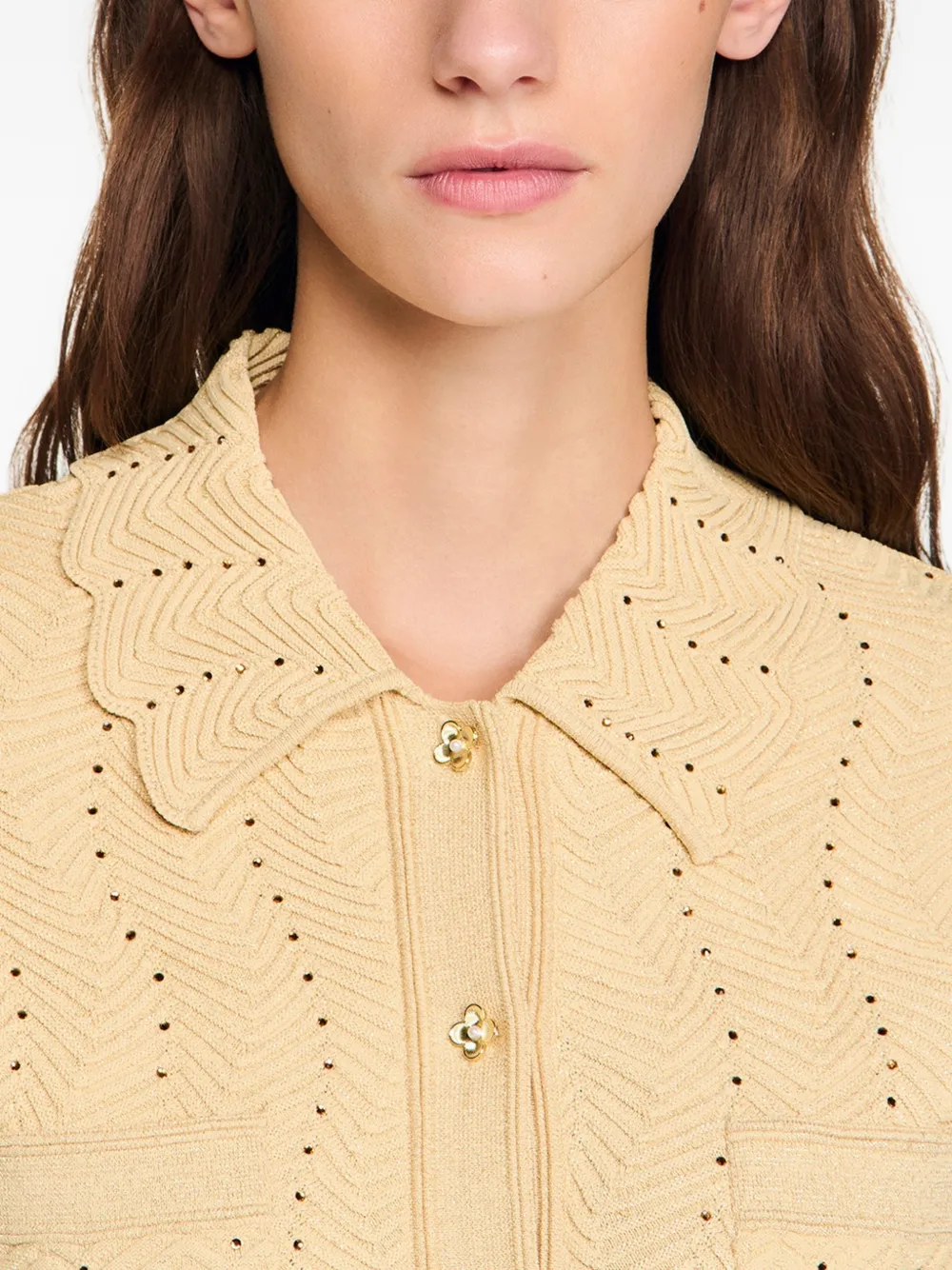 SANDRO Vest met afwerking van stras Beige