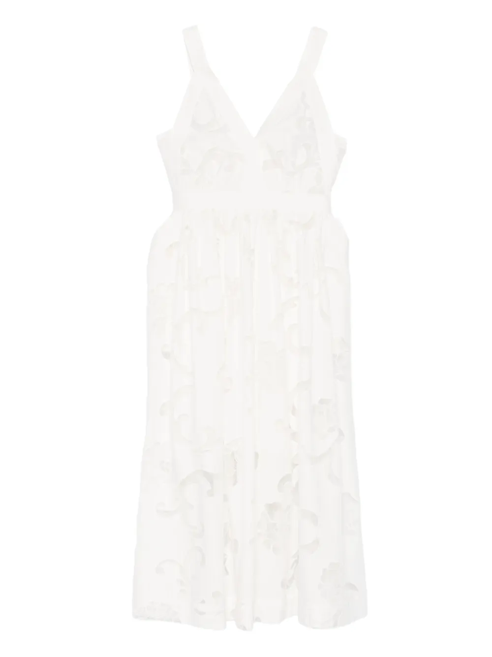 SANDRO Abito midi a fiori con scollo a V - Bianco