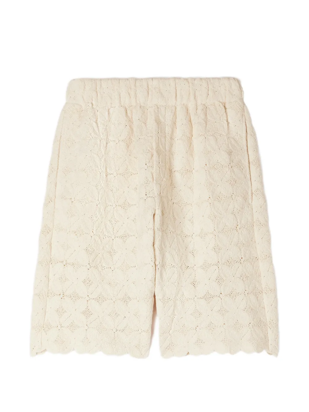 SANDRO flower-patterned scalloped shorts - Neutrals