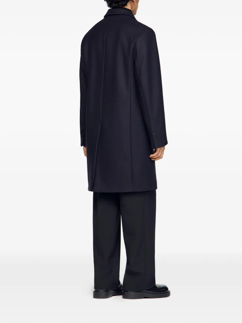 Flap-Pocket Long-Sleeve Coat