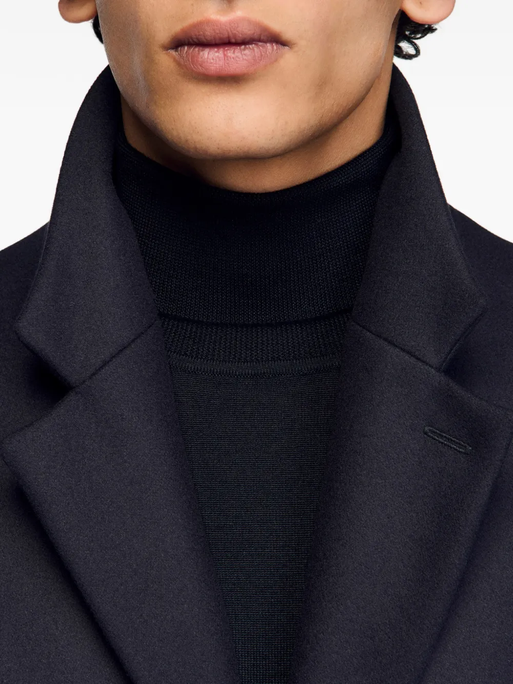 Flap-Pocket Long-Sleeve Coat