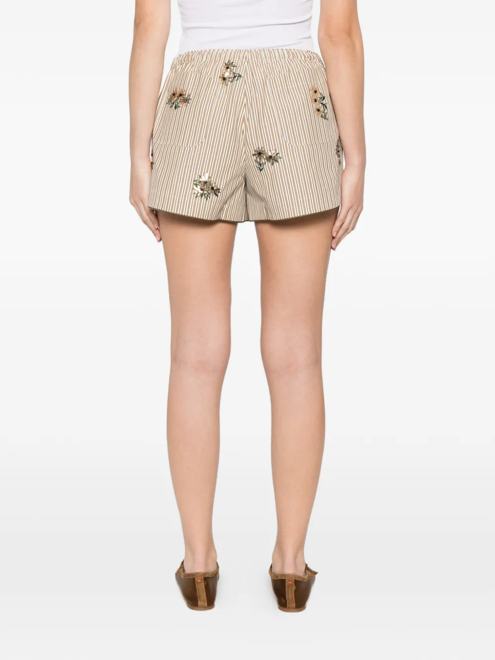 SANDRO Gestreepte shorts Beige