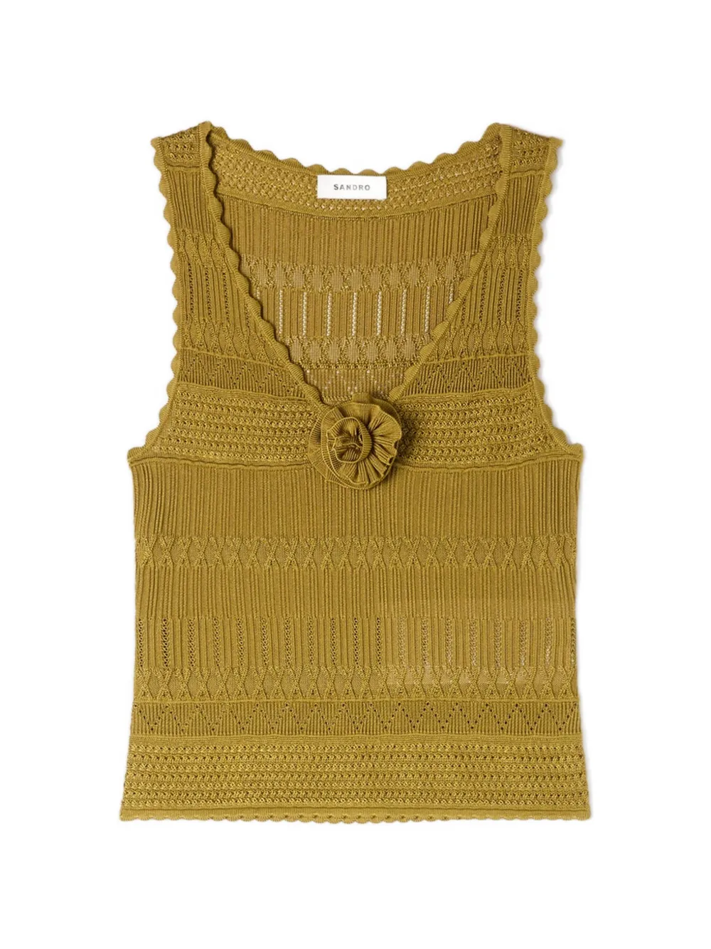 SANDRO floral appliqué knitted top - Verde