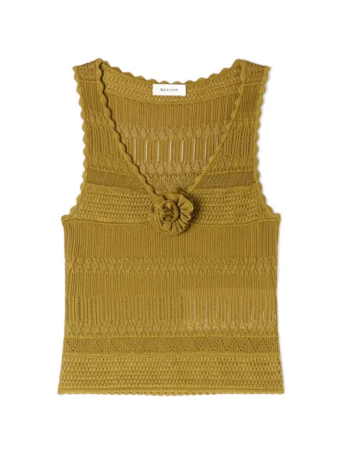 SANDRO floral appliqué knitted top