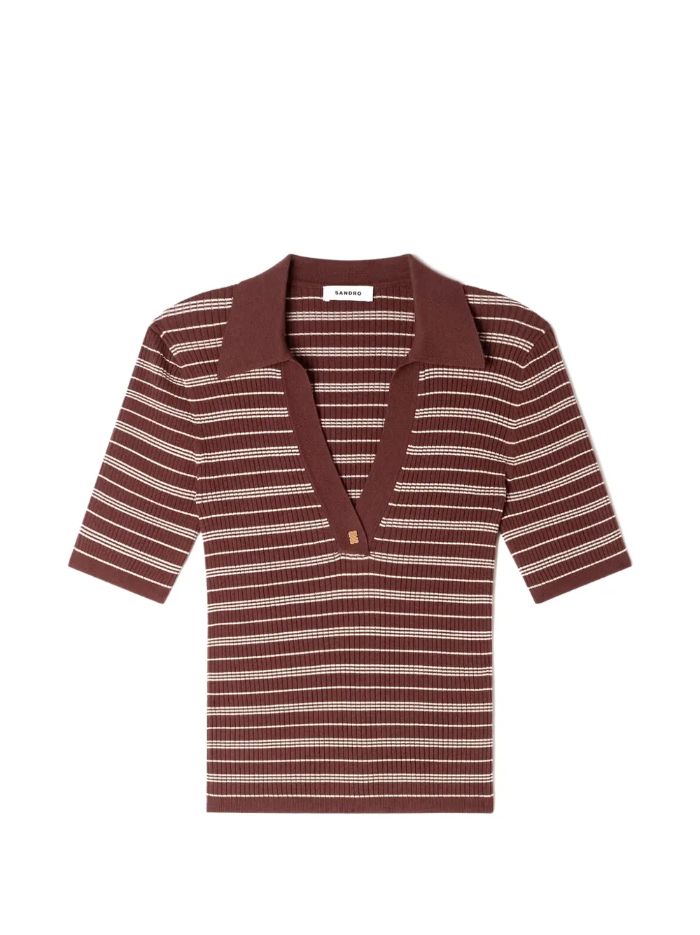 SANDRO T-shirt con scollo a V - Marrone