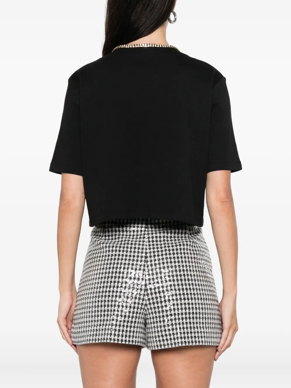 SANDRO Cropped T-shirt met stras Zwart