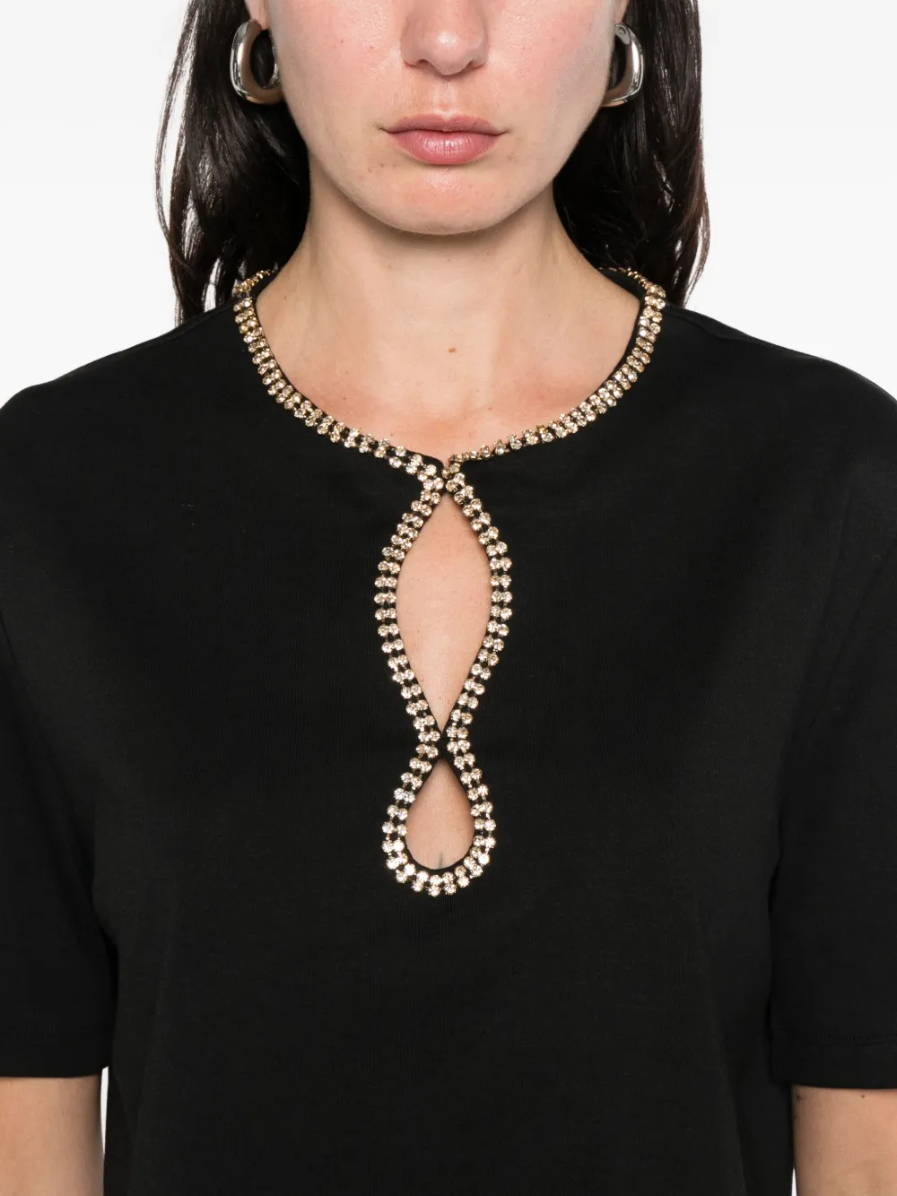 SANDRO Cropped T-shirt met stras Zwart