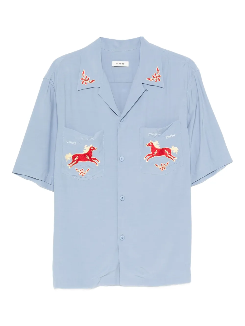SANDRO horse-embroidered shirt