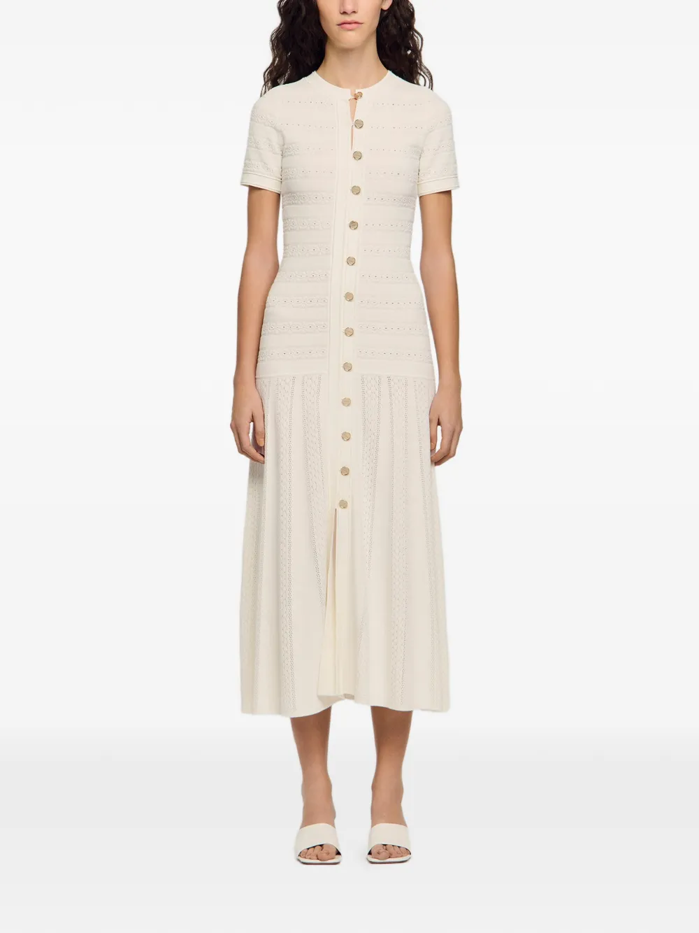  Sandro Vestido Midi Con Botones - Neutro 