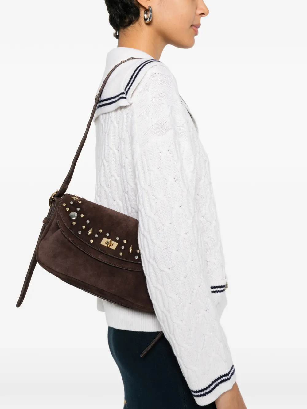 Embellishment Flap Shoulder Bag