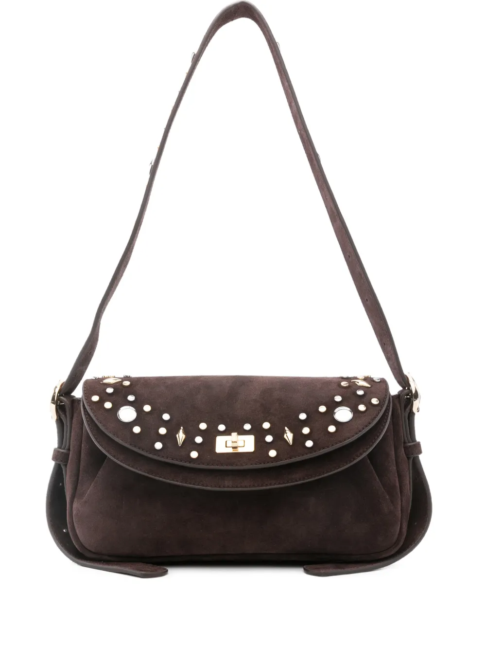 SANDRO embellishment flap shoulder bag - Brown