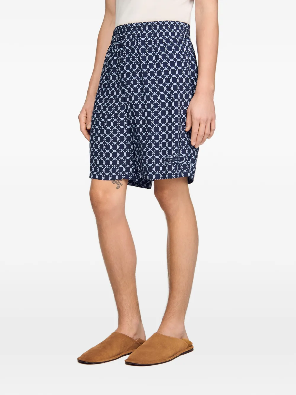 SANDRO Shorts met geometrisch patroon Blauw