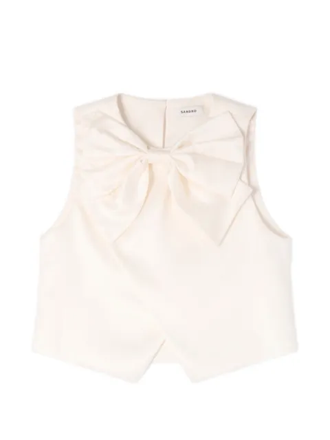 SANDRO satin bow crop top