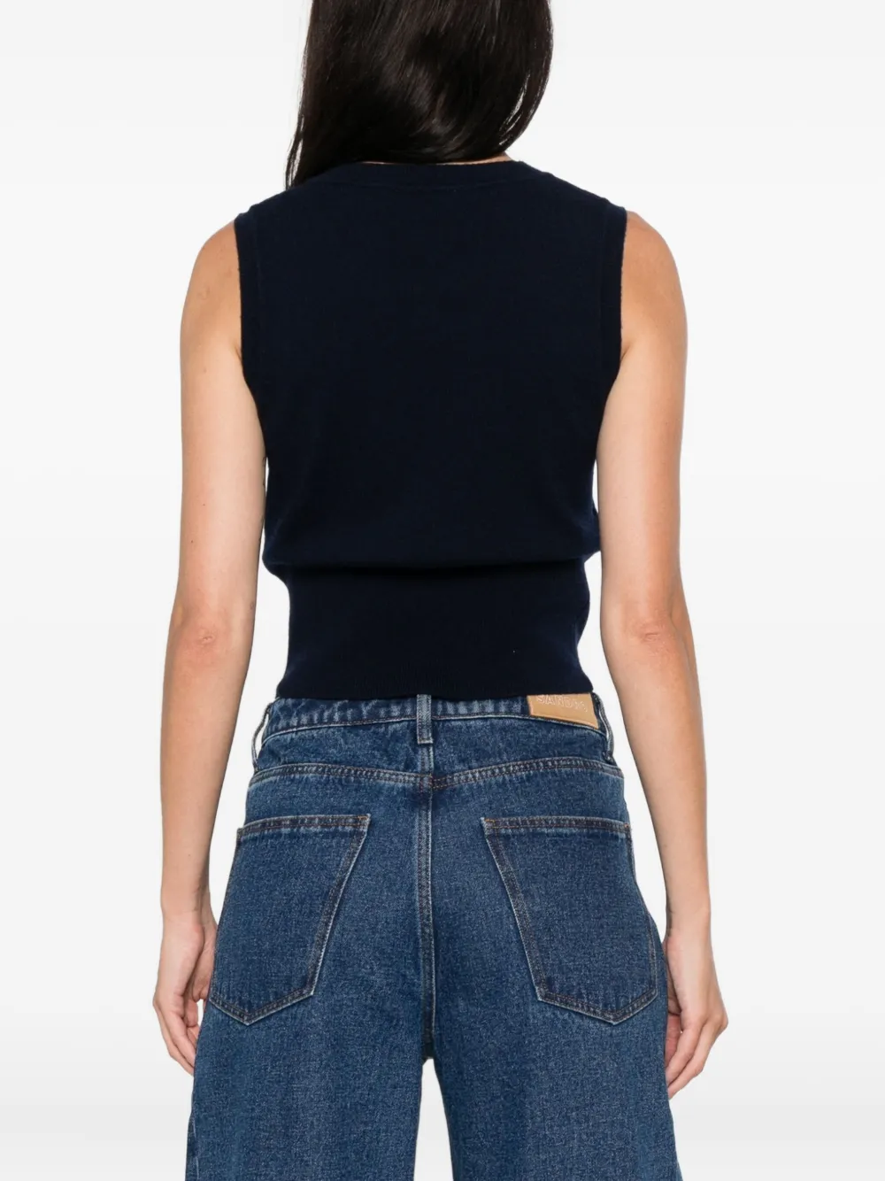 SANDRO Gestreepte gebreide cropped top Blauw
