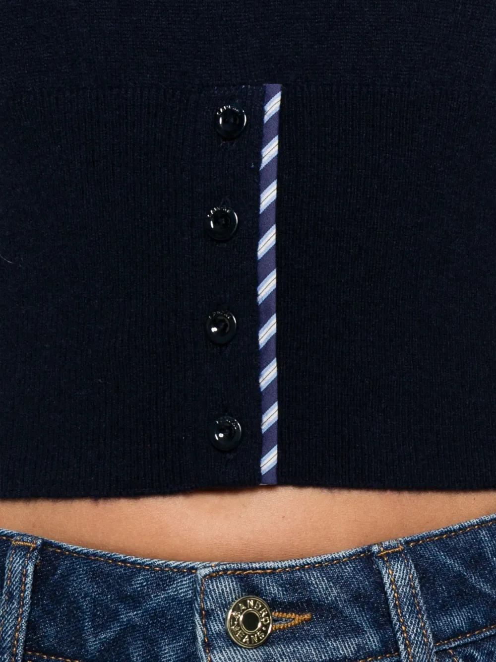 SANDRO Gestreepte gebreide cropped top Blauw