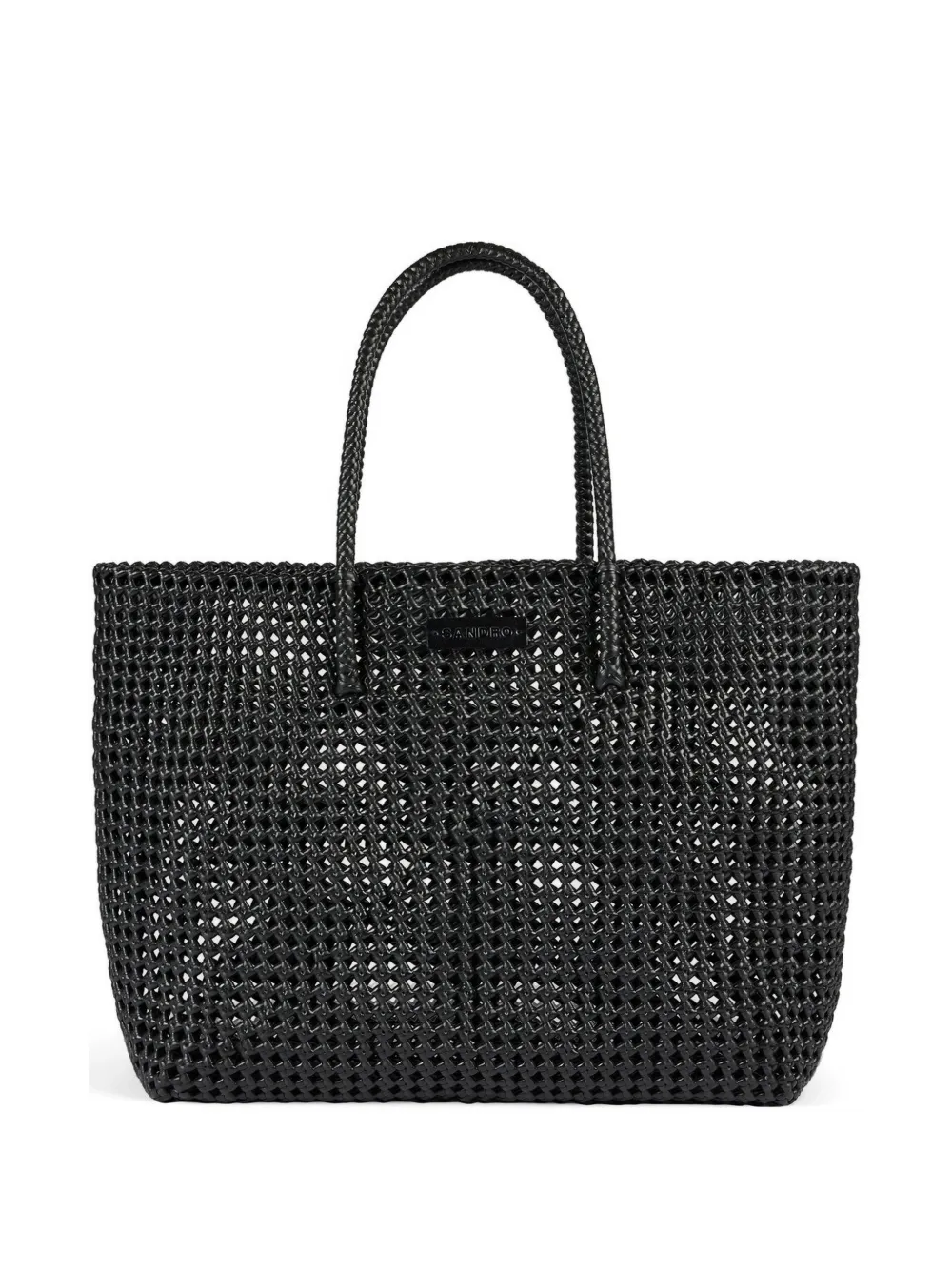 SANDRO woven logo-patch tote bag - Nero