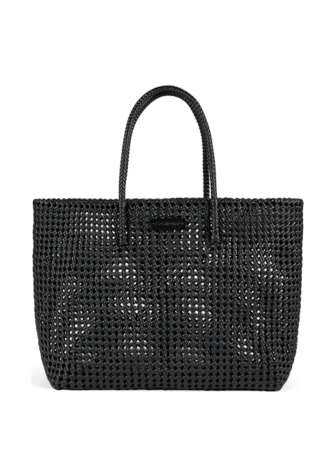 SANDRO woven logo-patch tote bag