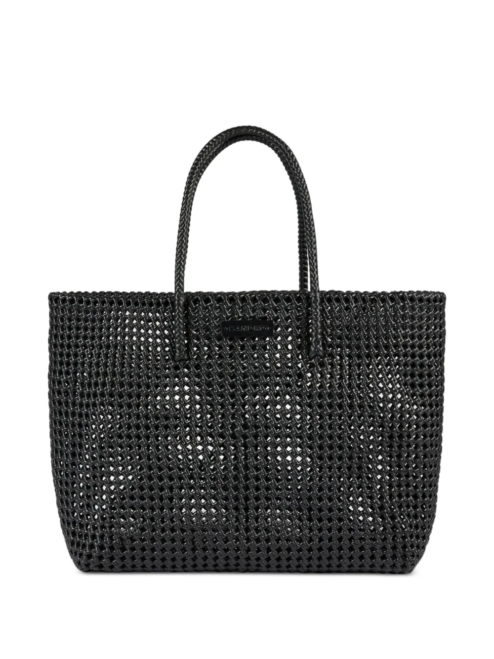 SANDRO woven logo-patch tote bag - Nero