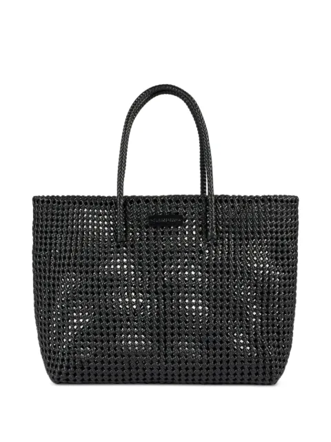 SANDRO woven logo-patch tote bag