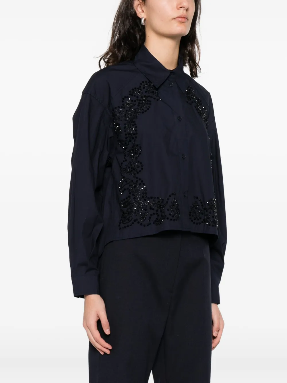  Sandro Floral Embroidered Shirt - Blue 