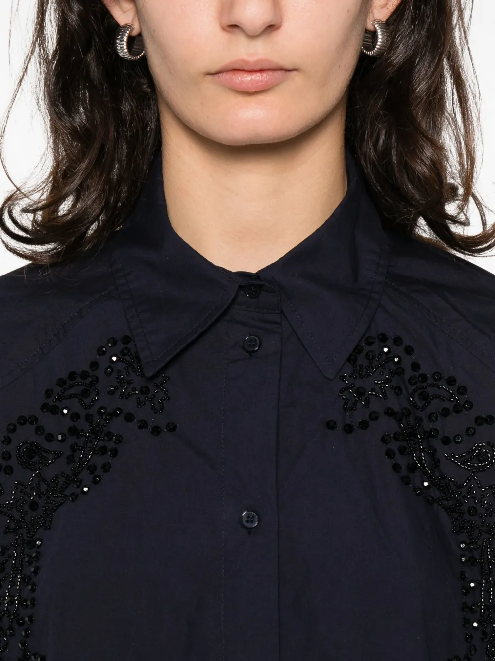 SANDRO Blouse met geborduurde bloemen Blauw