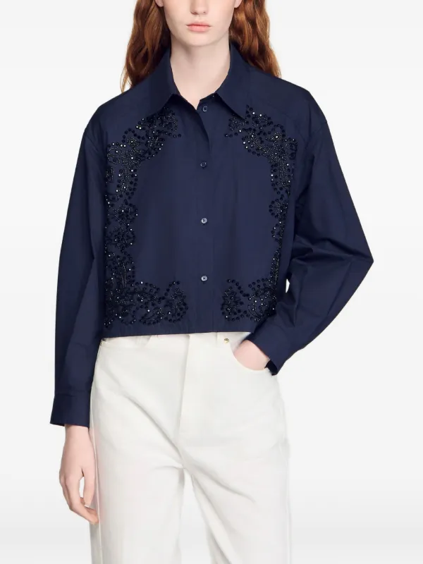 SANDRO フローラル シャツ | ブルー | FARFETCH JP